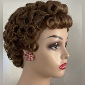 Vintage Pink & Amethyst Glass Flower Clip-On Earrings